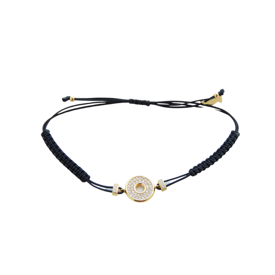 Kurshuni Gold Cz Magic Disc String Bracelet