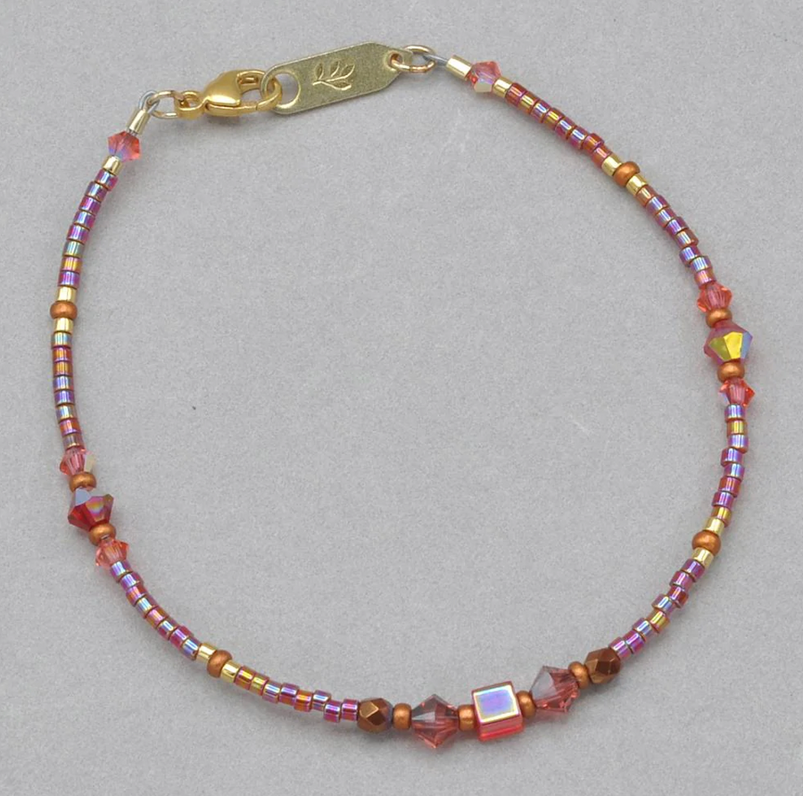 Holly Yashi Red Pink Sonoma Glass Bead Bracelet