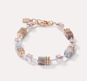 Coeur De Lion Agate Apricot Geo Cube Bracelet