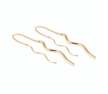 Jenny Bird Gold Squiggle Threader Earrings