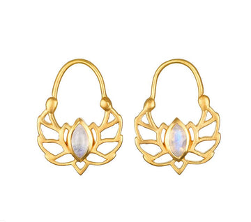 Satya Open Lotus Moonstone Small Hoops