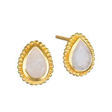 Satya Power of Light White Jade Stud Earrings