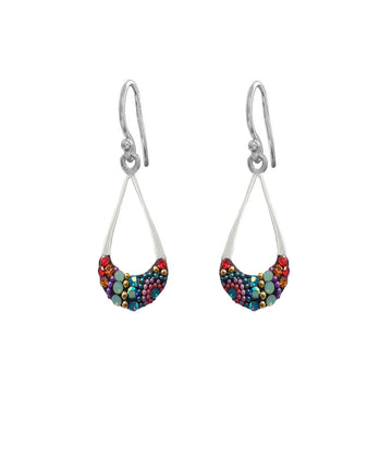 Mosaico Sterling Bright Multicolour Small Open Slim Teardrop Earrings