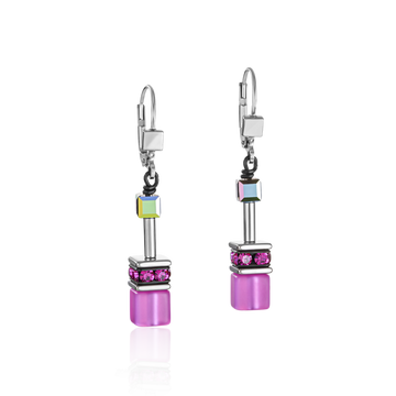 Coeur De Lion Multi Pink Geo Cube Drop Earrings