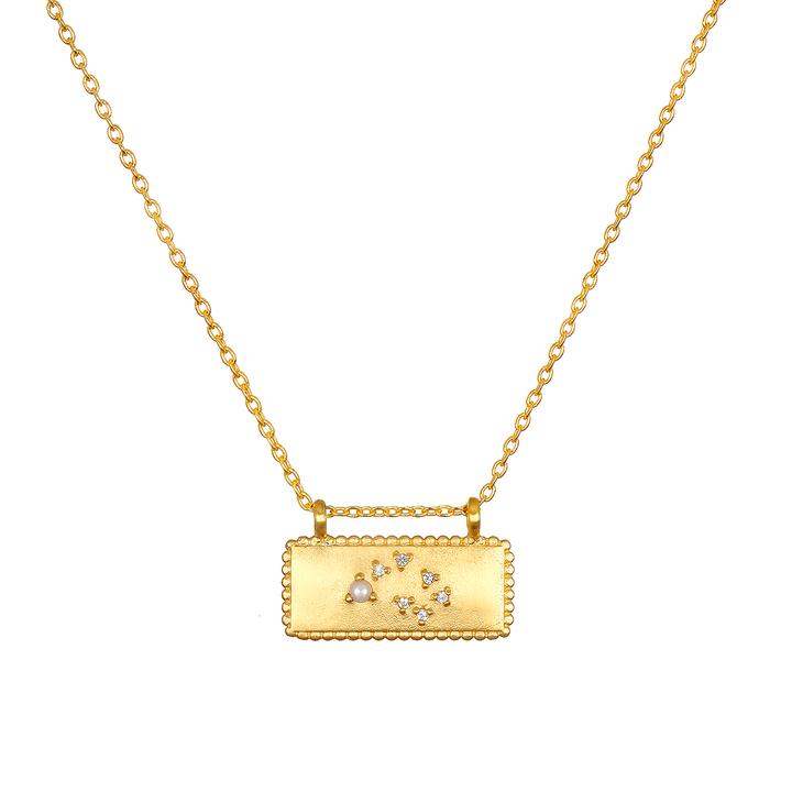 Satya Gold Gemini Pearl Zodiac Necklace