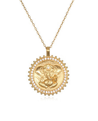 Satya Gold Ganesha Topaz Long Necklace