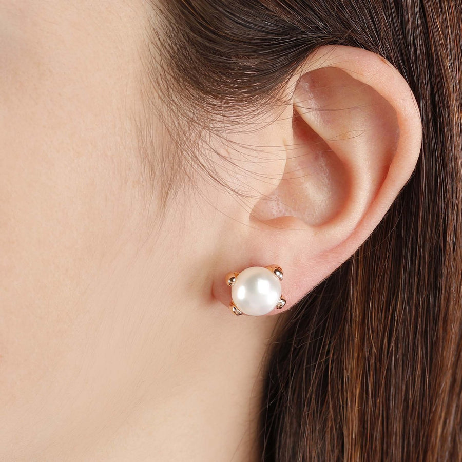 Bronzallure Pearl Button Earrings