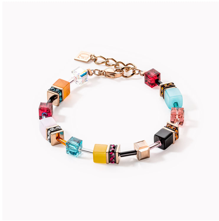 Coeur De Lion Iconic Multi Aqua/Org Geo Cube Bracelet