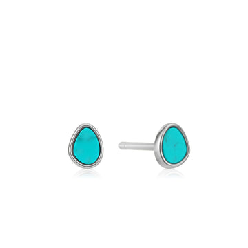 Ania Haie Silver Tidal Turquoise Stud Earrings