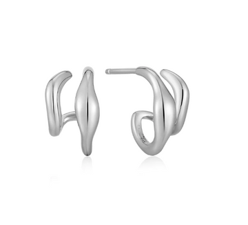 Ania Haie Silver Wave Double Hoop Stud Earrings