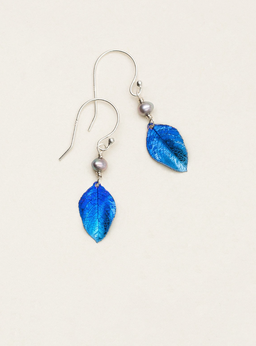 Holly Yashi Silver Blue Healing Leaf Earrings