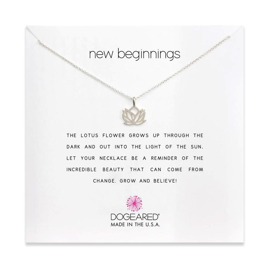 Silver 'New Beginnings' Rising Lotus Necklace