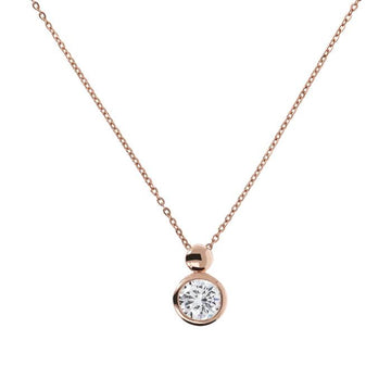 Bronzallure CZ Solitaire Bezel Necklace