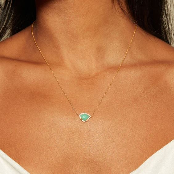 Satya Chrysoprase Lotus Necklace