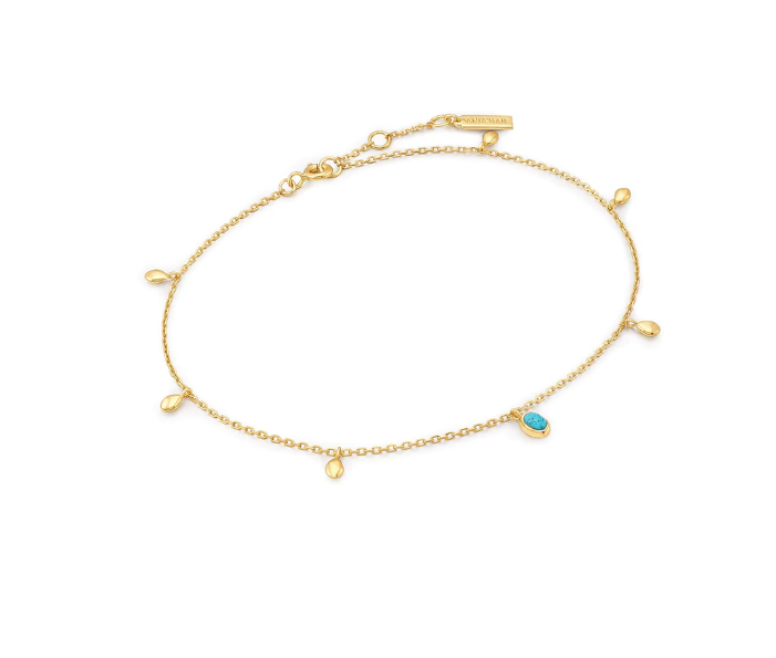 Ania Haie Gold Turquoise Drop Pendant Anklet