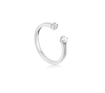 Ania Haie Silver Pearl Sparkle Adjustable Ring
