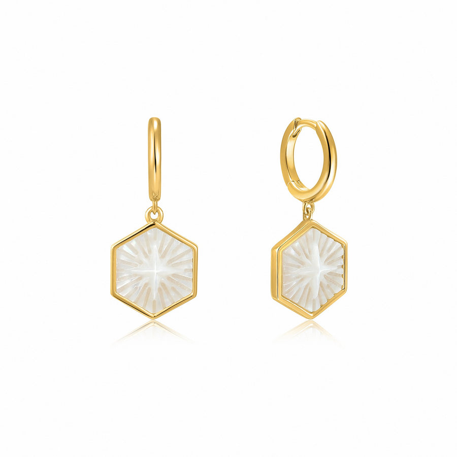 Ania Haie Gold Mother of Pearl Compass Emblem Earrings