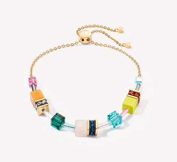 Coeur De Lion Gold Rainbow Slider Geo Cube Bracelet