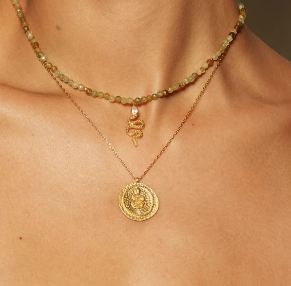 Satya Emerald Snake Coin Necklace