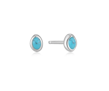 Ania Haie Silver Turquoise Wave Stud Earrings