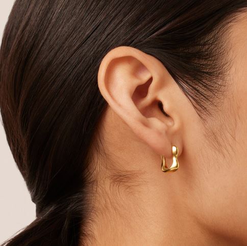 Jenny Bird Gold Squiggle Huggie Earrings