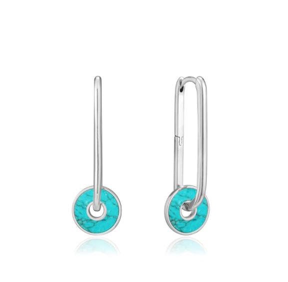 Ania Haie Silver Turquoise Disc Hoops