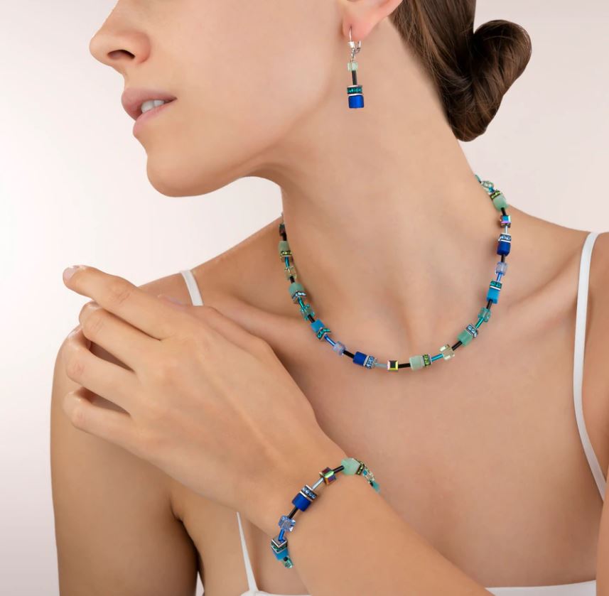 Coeur De Lion Blue Green Geocube Necklace