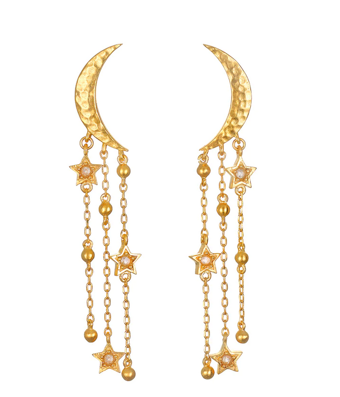 EG0108 SAT Moon Star Cascade Earrings