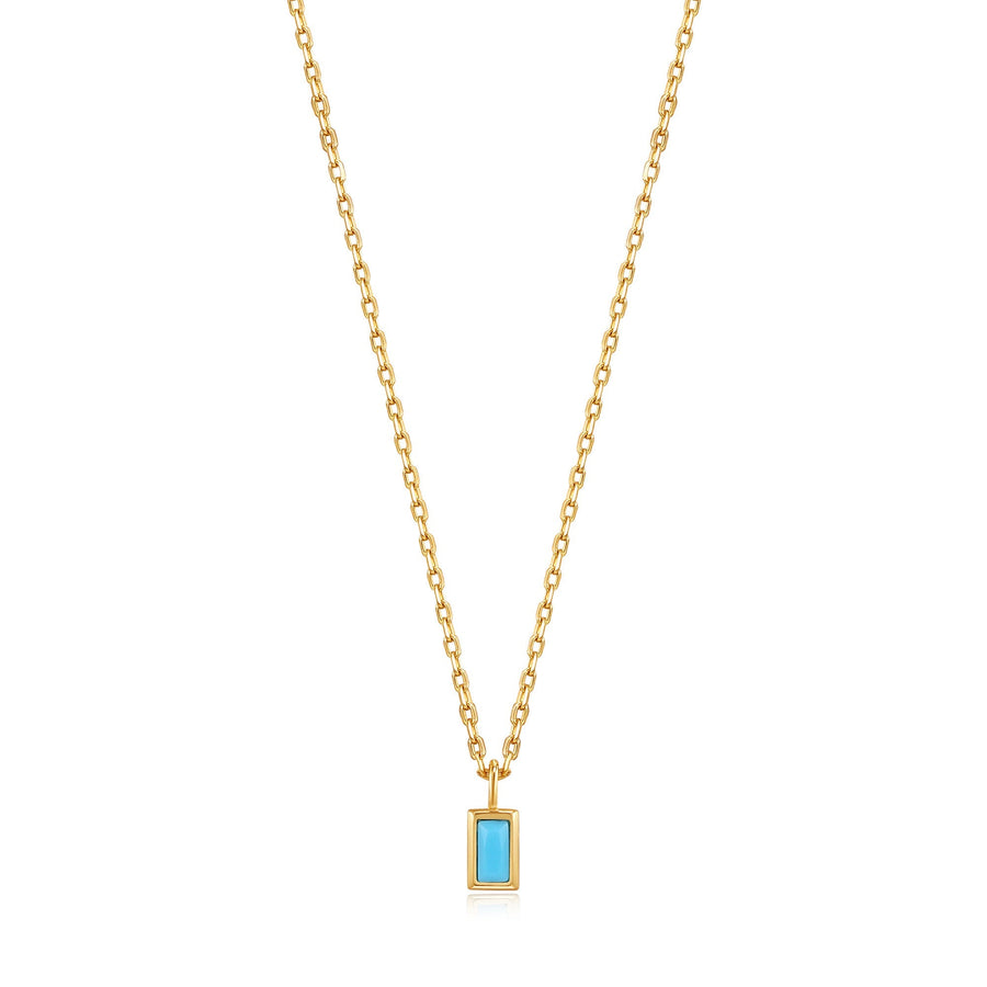 Ania Haie Gold Turquoise Recktangular Necklace