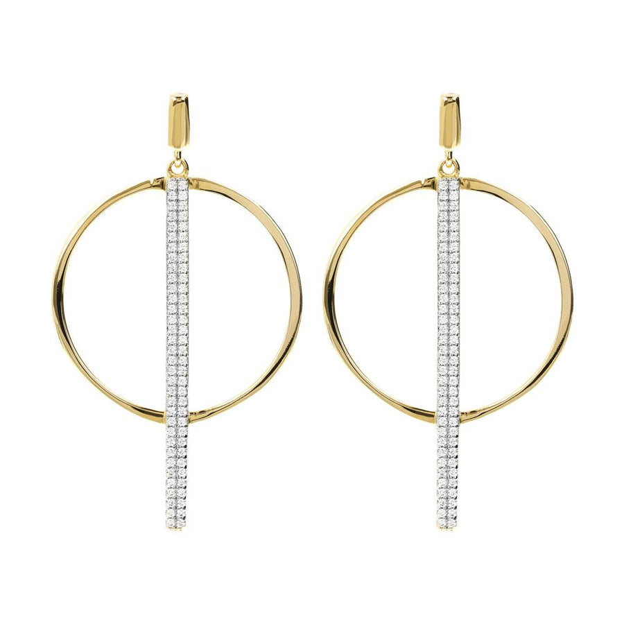 Bronzallure Golden and Pavé Wand Hoop Earrings