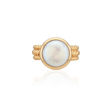 Anna Beck Gold Coin Pearl Twisted Band Sz 8