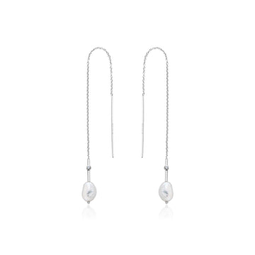 Ania Haie Silver Pearl Threader Earrings