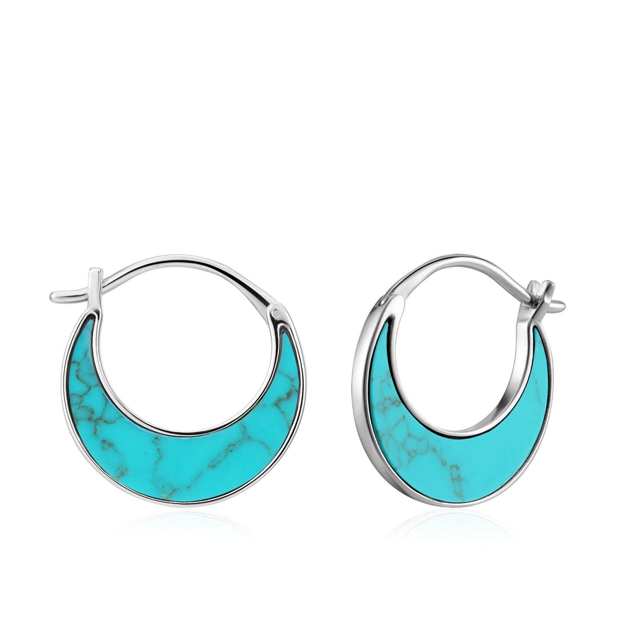 Ania Haie Silver Tidal Turquoise Crescent Earrings
