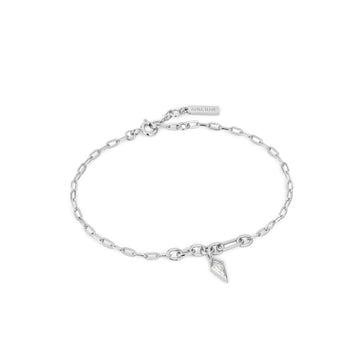 Ania Haie Silver Sparkle Drop Pendant Chunky Chain Bracelet
