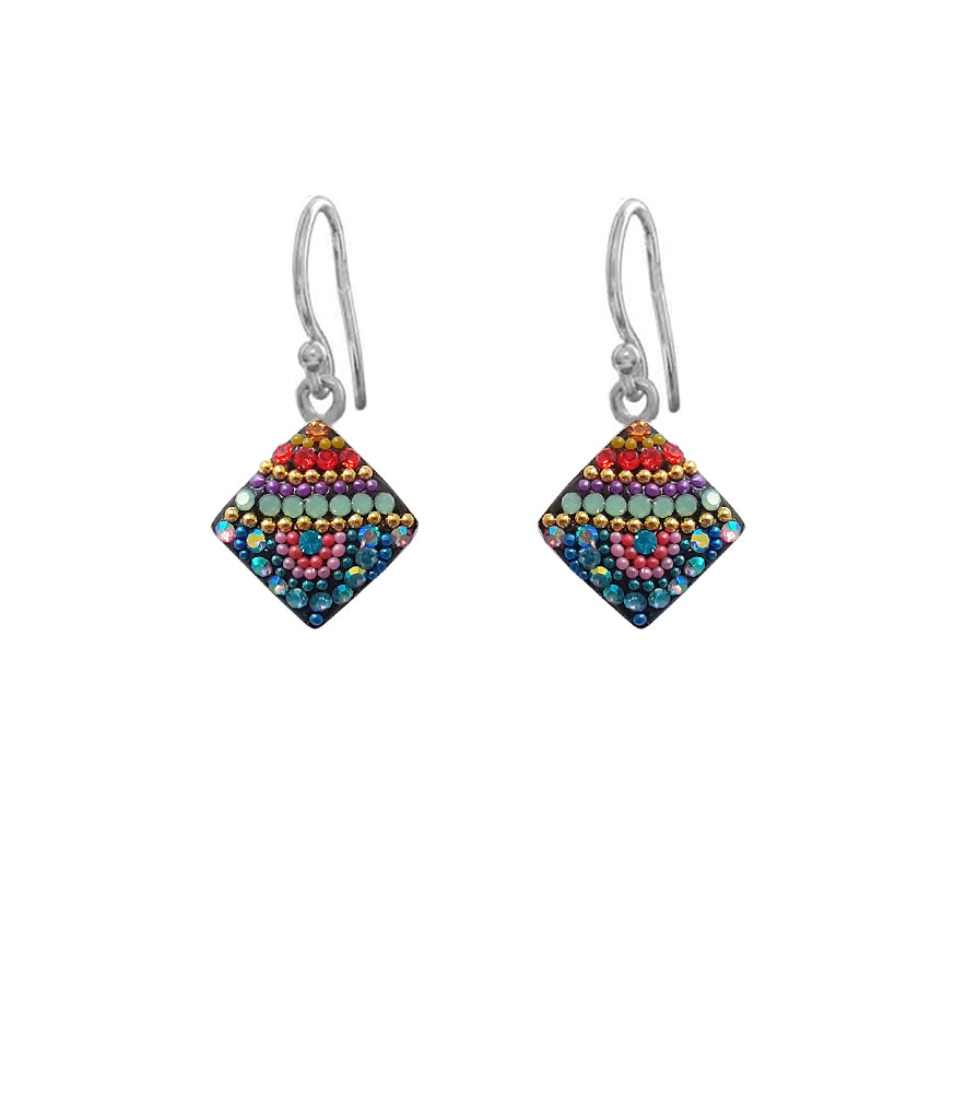 Mosaico Sterling Bright Multicolour Diamond -Shape Drop Earrings