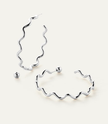 Jenny BirdSilver Squiggle Hoop Earrings