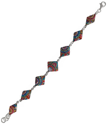 Mosaico Sterling Bright Multicolour Diamond-Shaped Link Bracelet