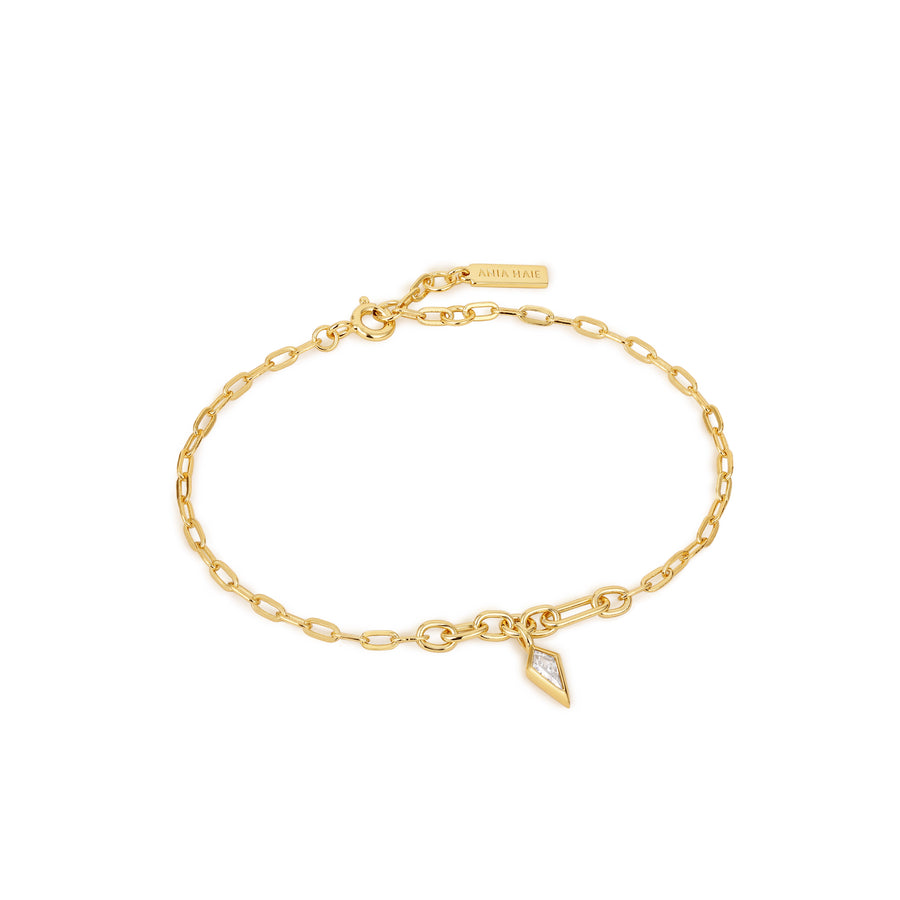 Ania Haie Gold Sparkle Drop Pendant Chunky Chain Bracelet