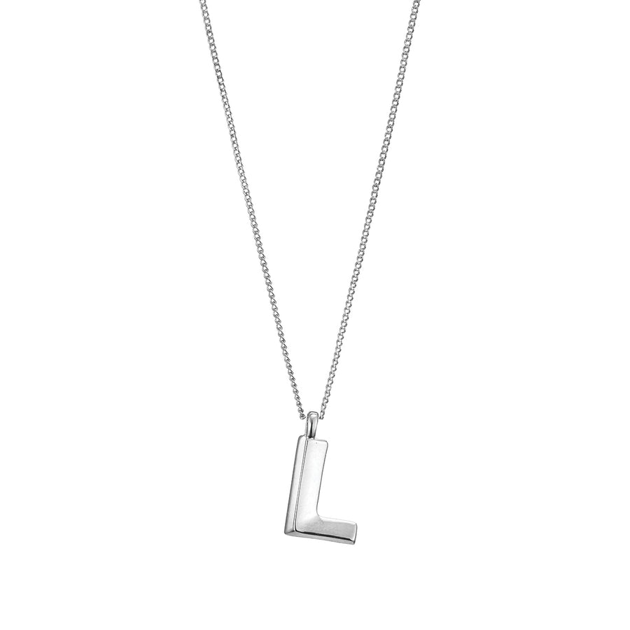 Jenny Bird Silver Monogram Necklace 'L'