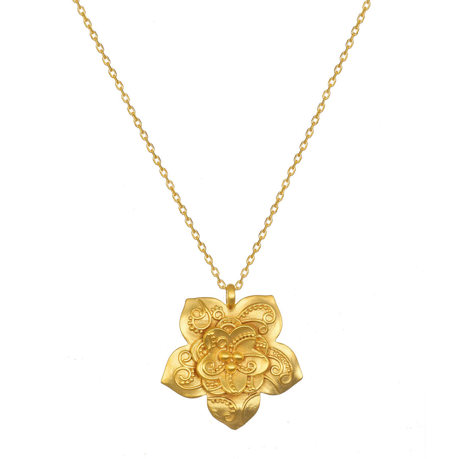 Satya Gold Paisley Lotus Necklace