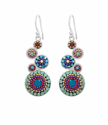 Mosaico Sterling Bright Multicolour Dancing Circles Drop Earrings