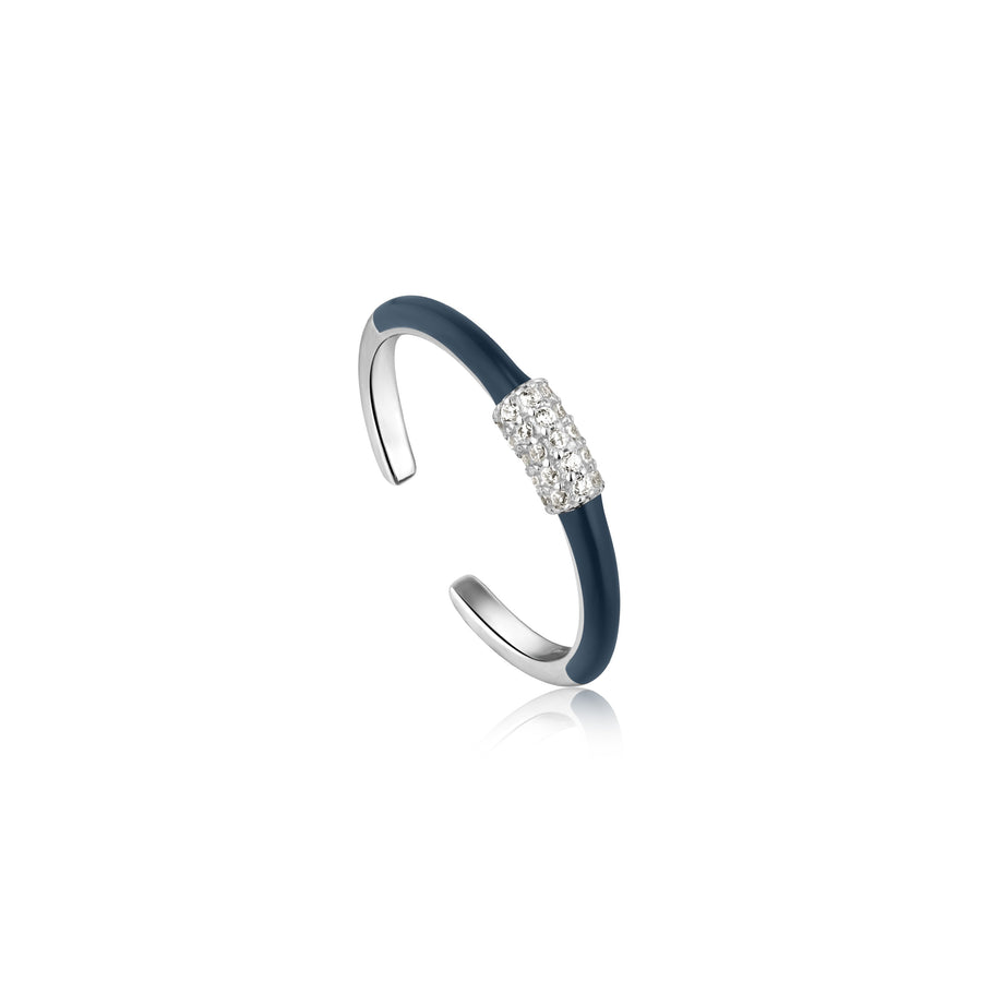 Ania Haie Silver Navy Blue Enamel Ring