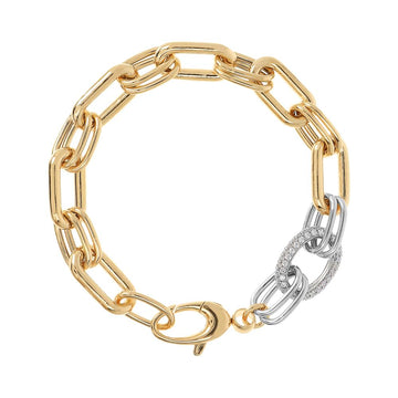 Bronzallure Oval Rolò Golden Chain and Cubic Zirconia Bracelet