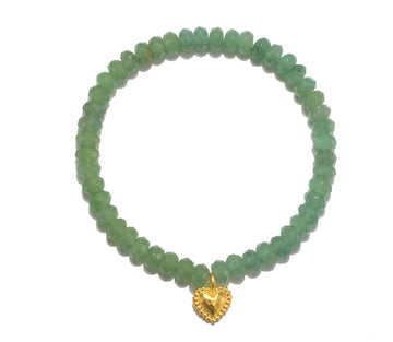 Satya Green Rondelle Heart Stretch Bracelet