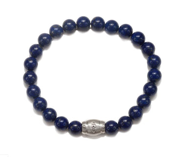 Satya Lapis Mens Silver Eye Stretch Bracelet