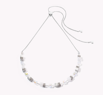 Coeur De Lion Rock Crystal and Howlite Geo Cube Slider Necklace