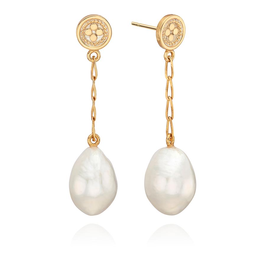 Anna Beck Baroque Pearl Chain Drop Earrings