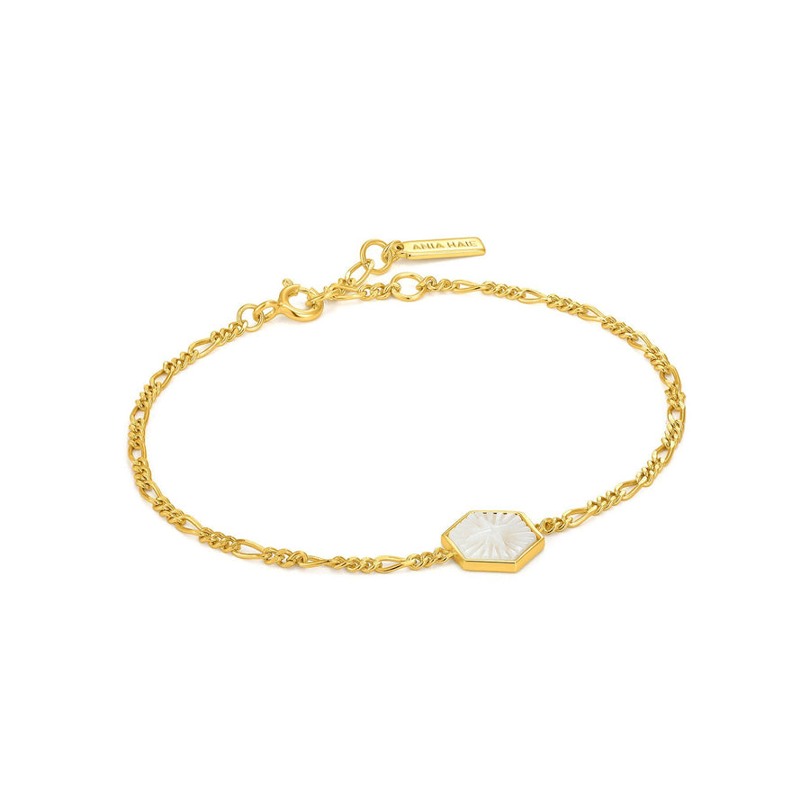 Ania Haie Gold Mother of Pearl Compass Emblem Bracelet