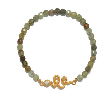 Satya Green Garnet Snake Stretch Bracelet