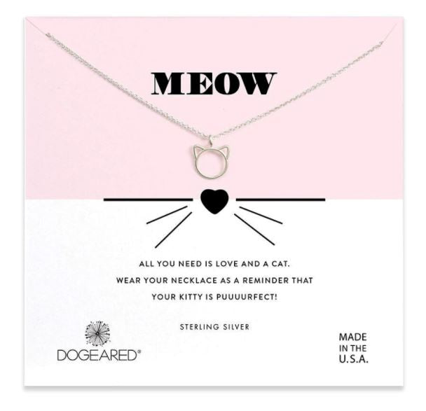 Dogeared Silver 'Meow' Cat Necklace